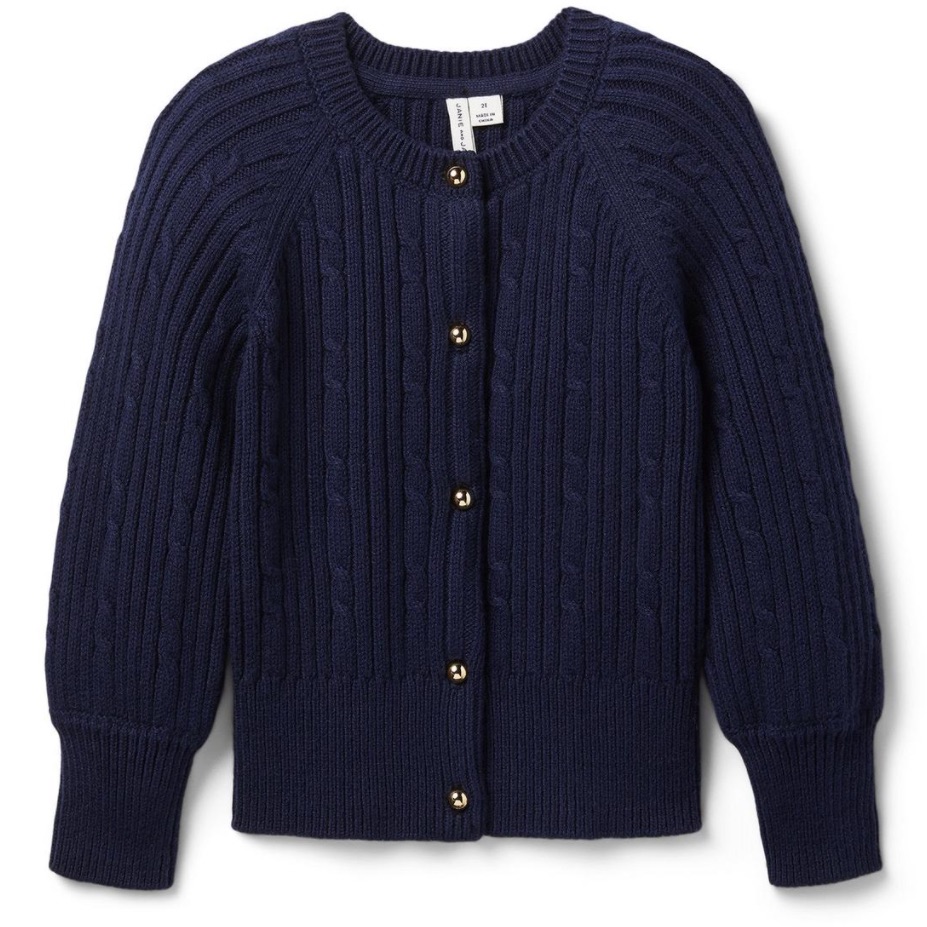 Cable Knit Cardigan In Merchant Marine